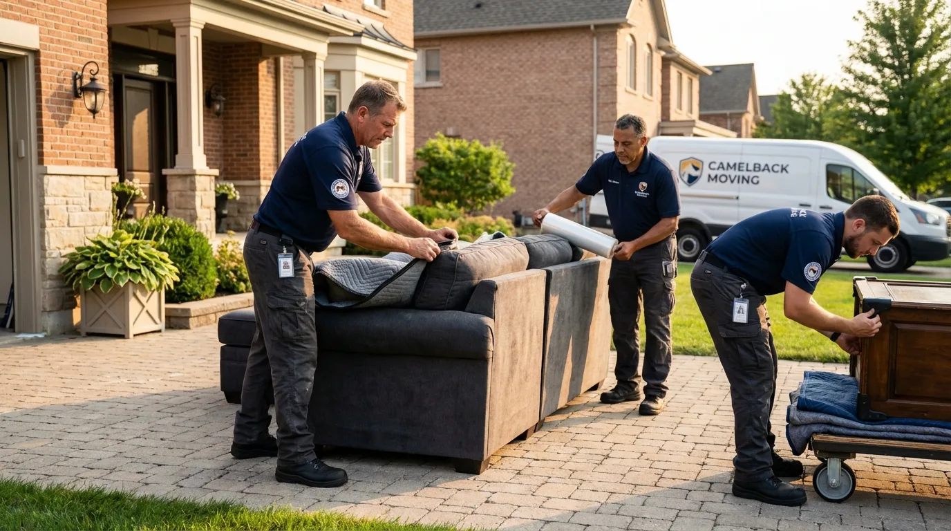 Large estate moving crew wrapping furniture in North Manchester, IN