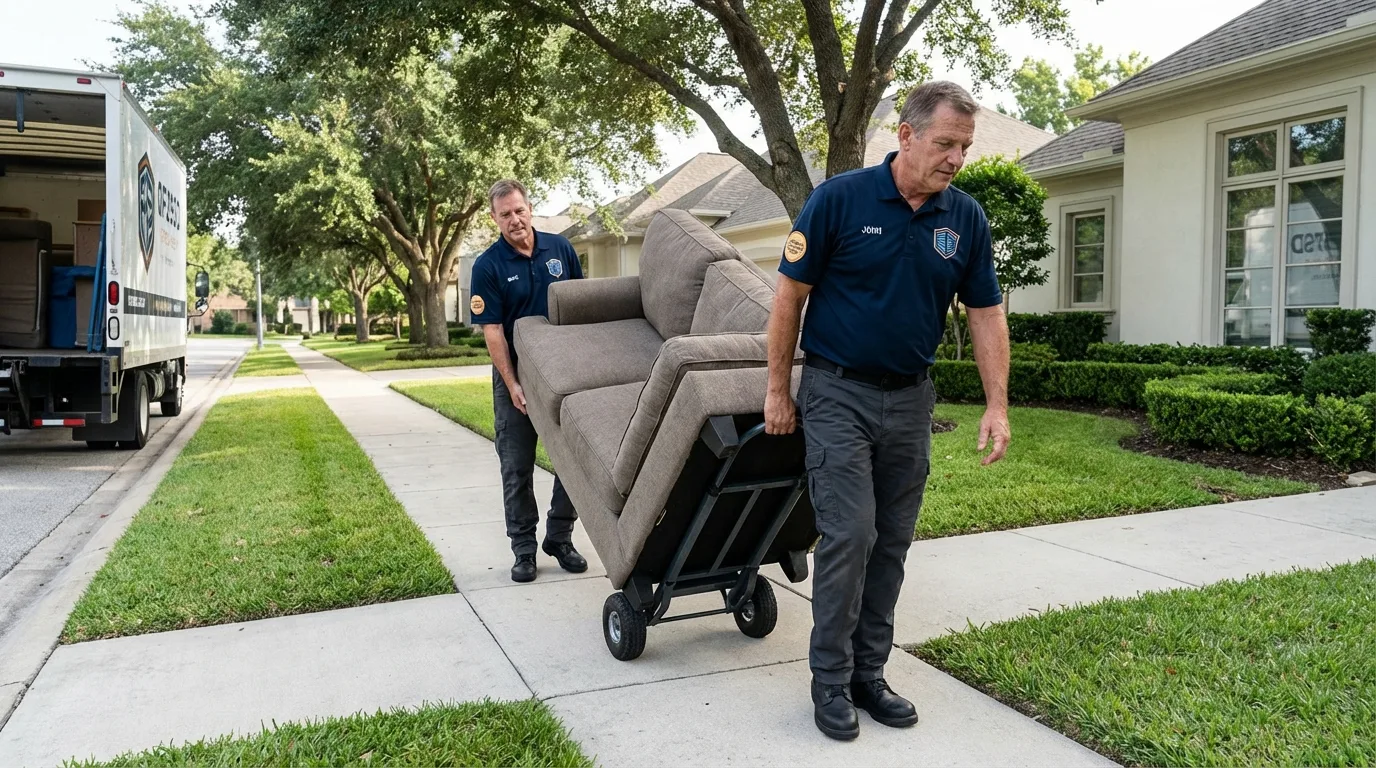 Local residential moving crew loading furniture in North Manchester, IN